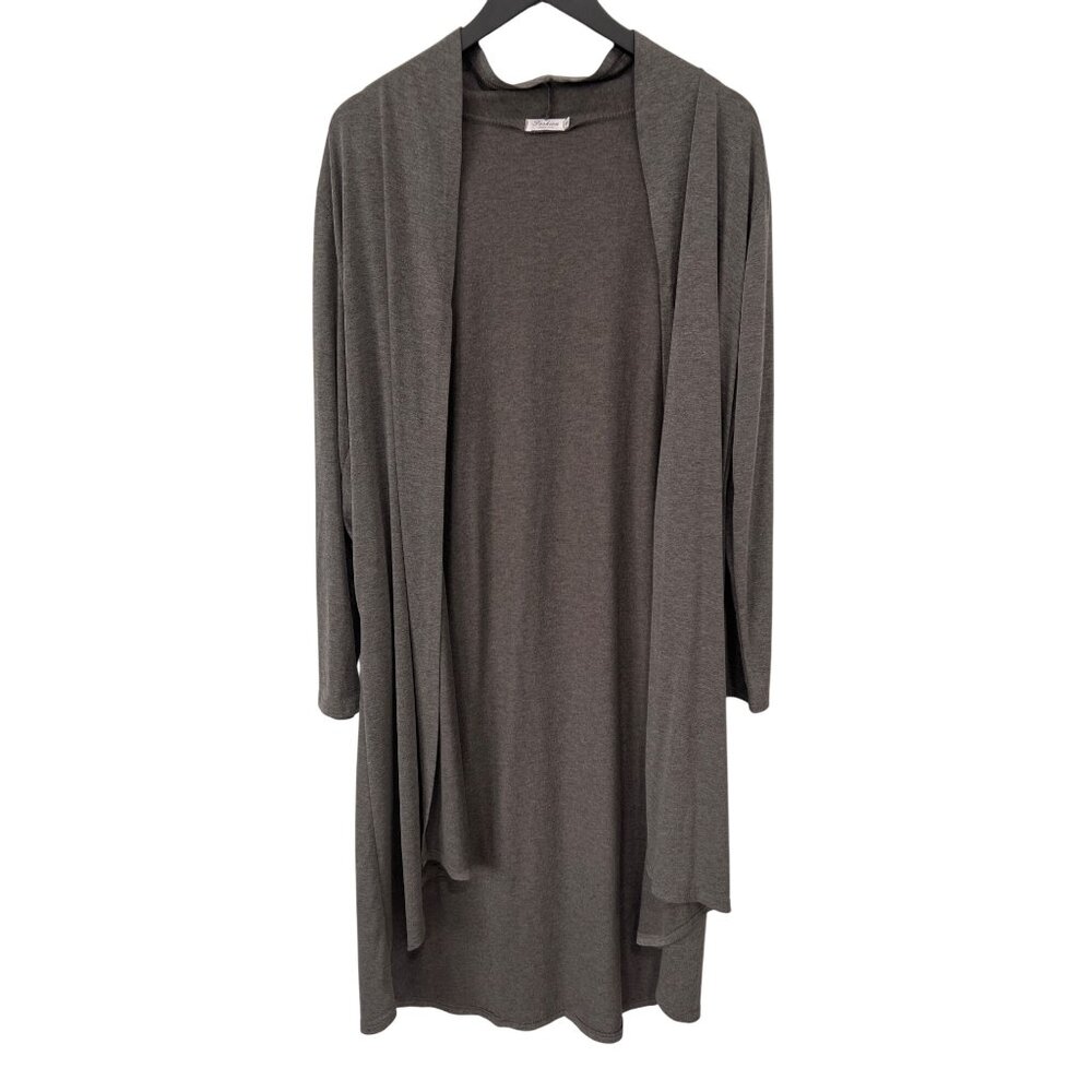 Fashion Open Front Cardigan Duster Size XL Long Sleeve Heather Gray Cozy Layers